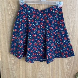 Red and blue floral skirt